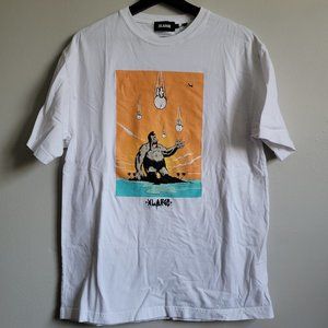 XLRGE White Gorilla on Island Bombed Mens Size Large Short Sleeve Shirt